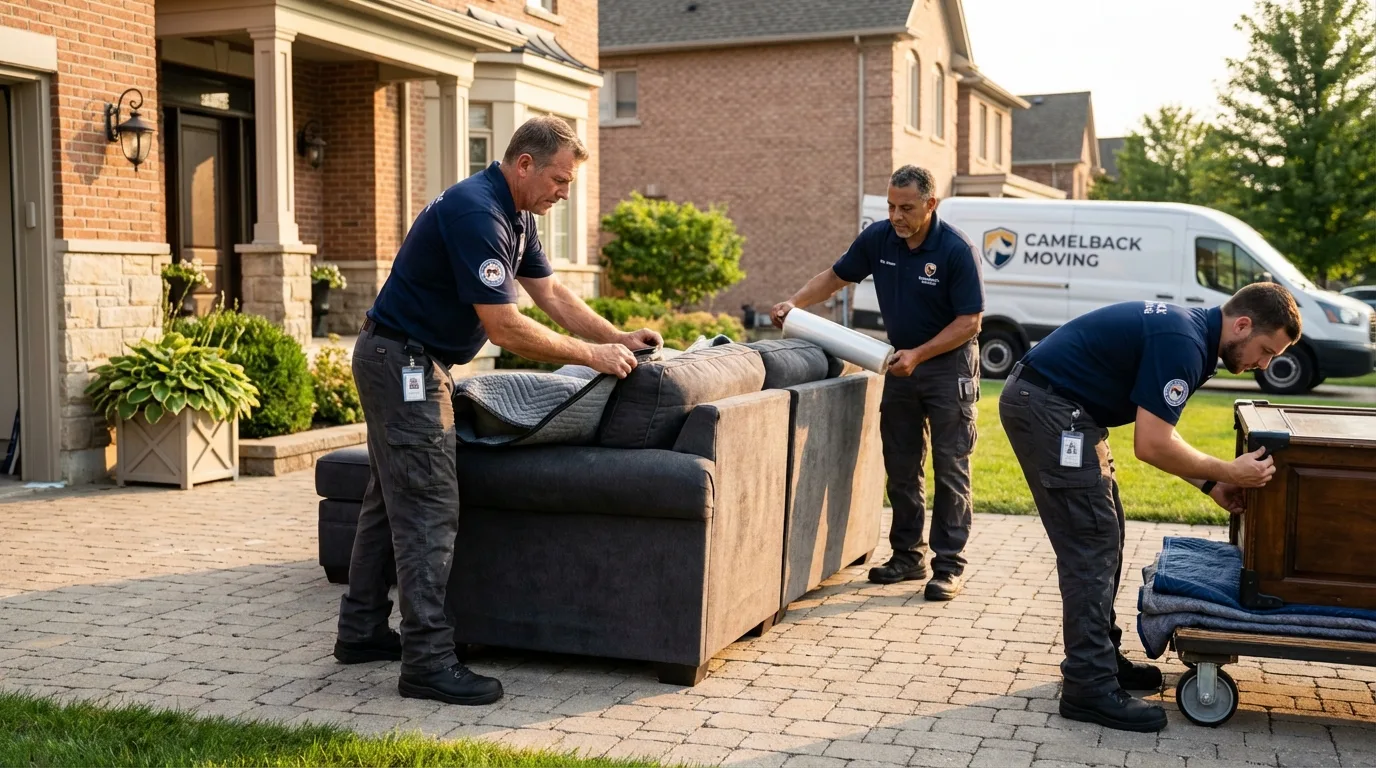 Large estate moving crew wrapping furniture in Joseph, OR